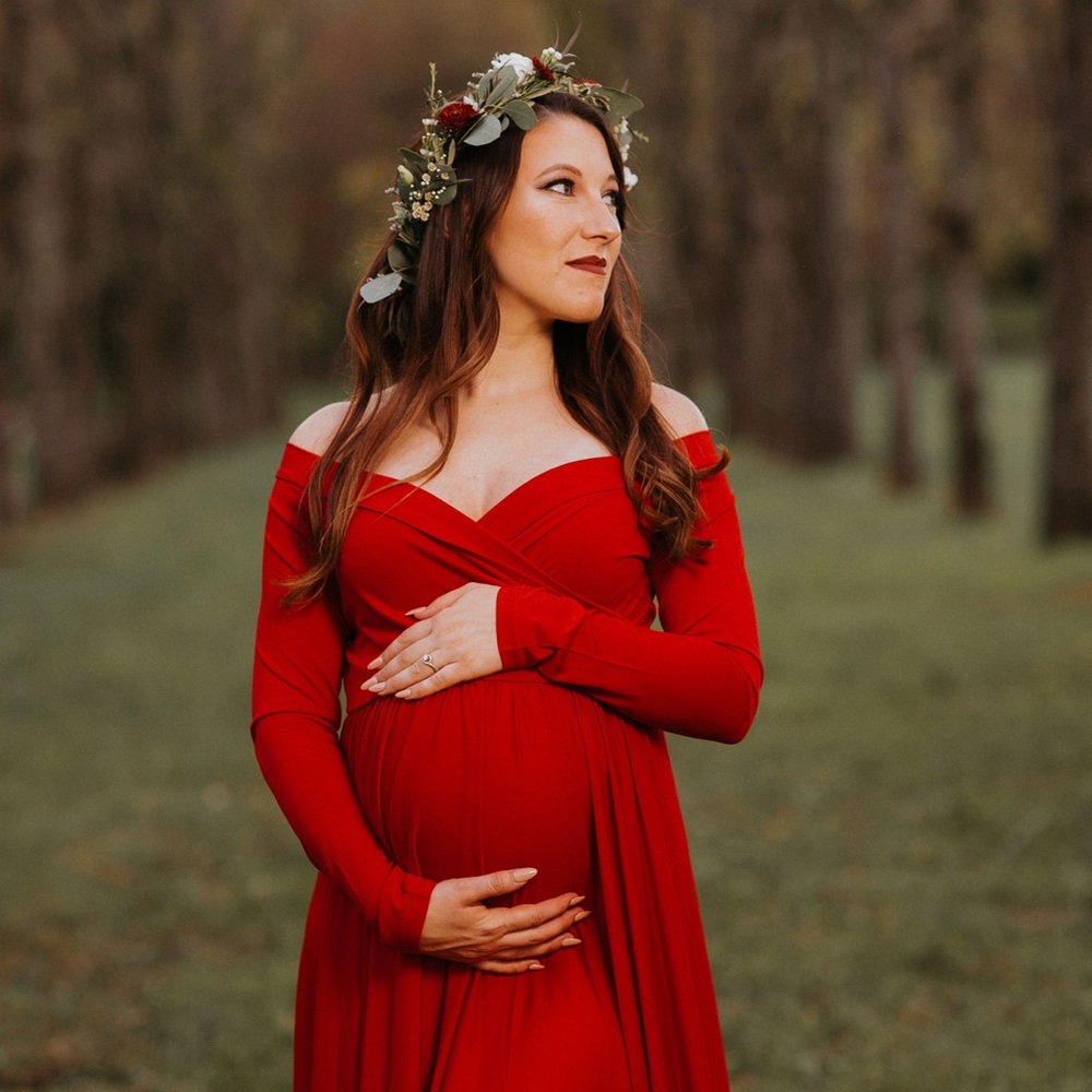 Saslax Off Shoulder Maternity Gown